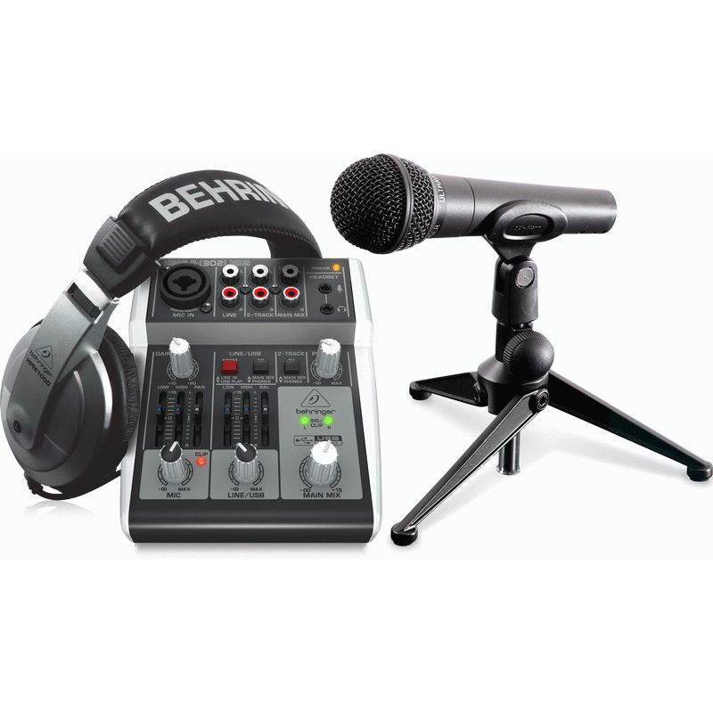 Behringer PODCASTUDIO 2 USB Recording Bundle w/ Mixer, Microphone and Stand