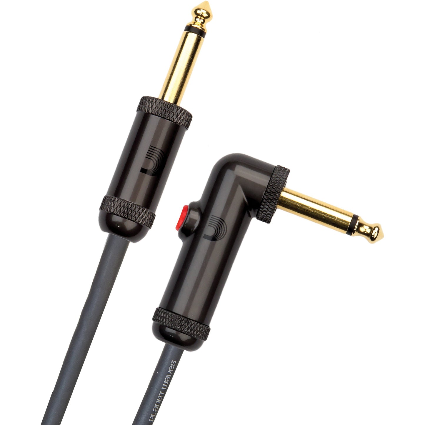 D'Addario Circuit Breaker Instrument Cable with Latching Cut-Off Switch, Right Angle Plug, 10 Feet