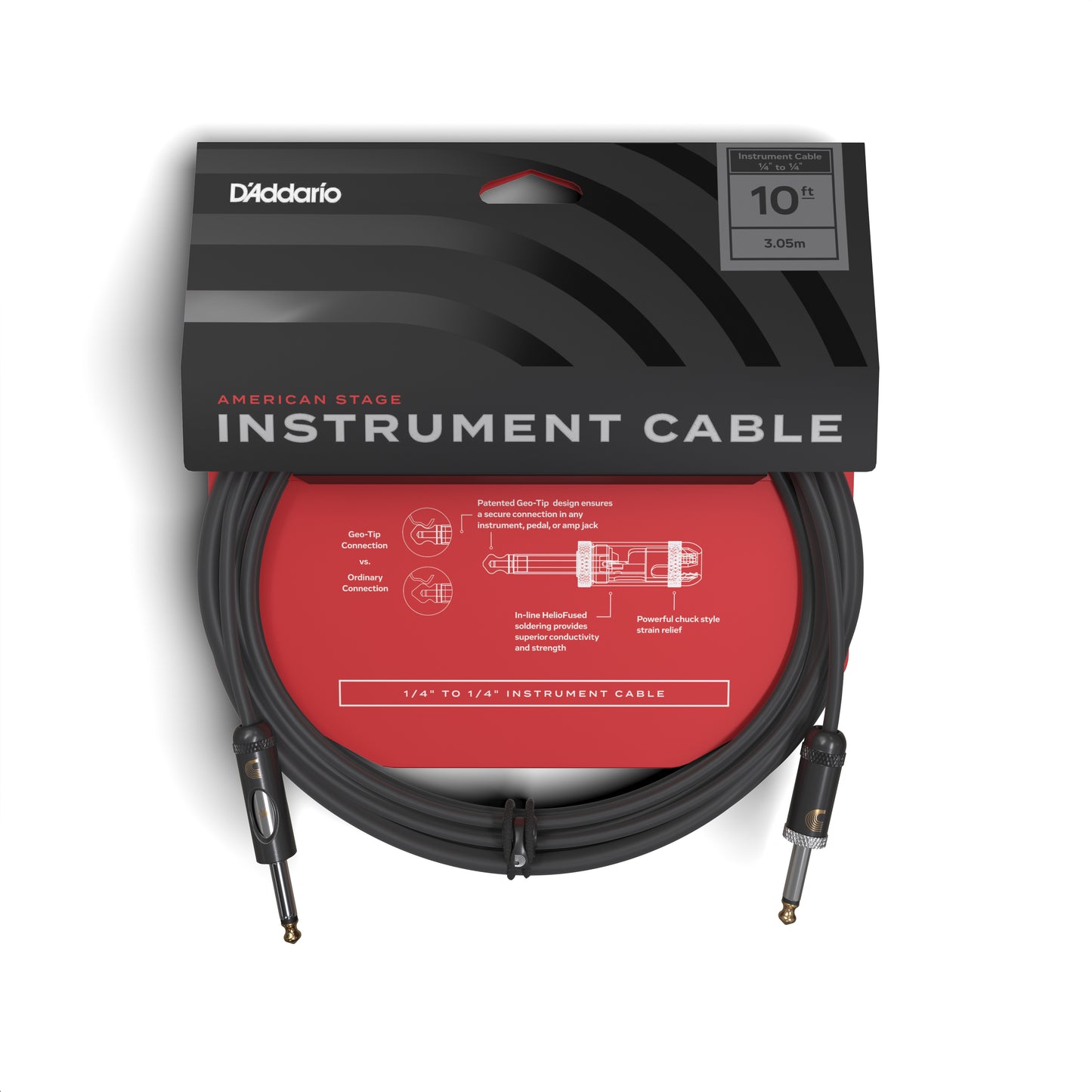 D'Addario American Stage Kill Switch Instrument Cable, 10 Feet