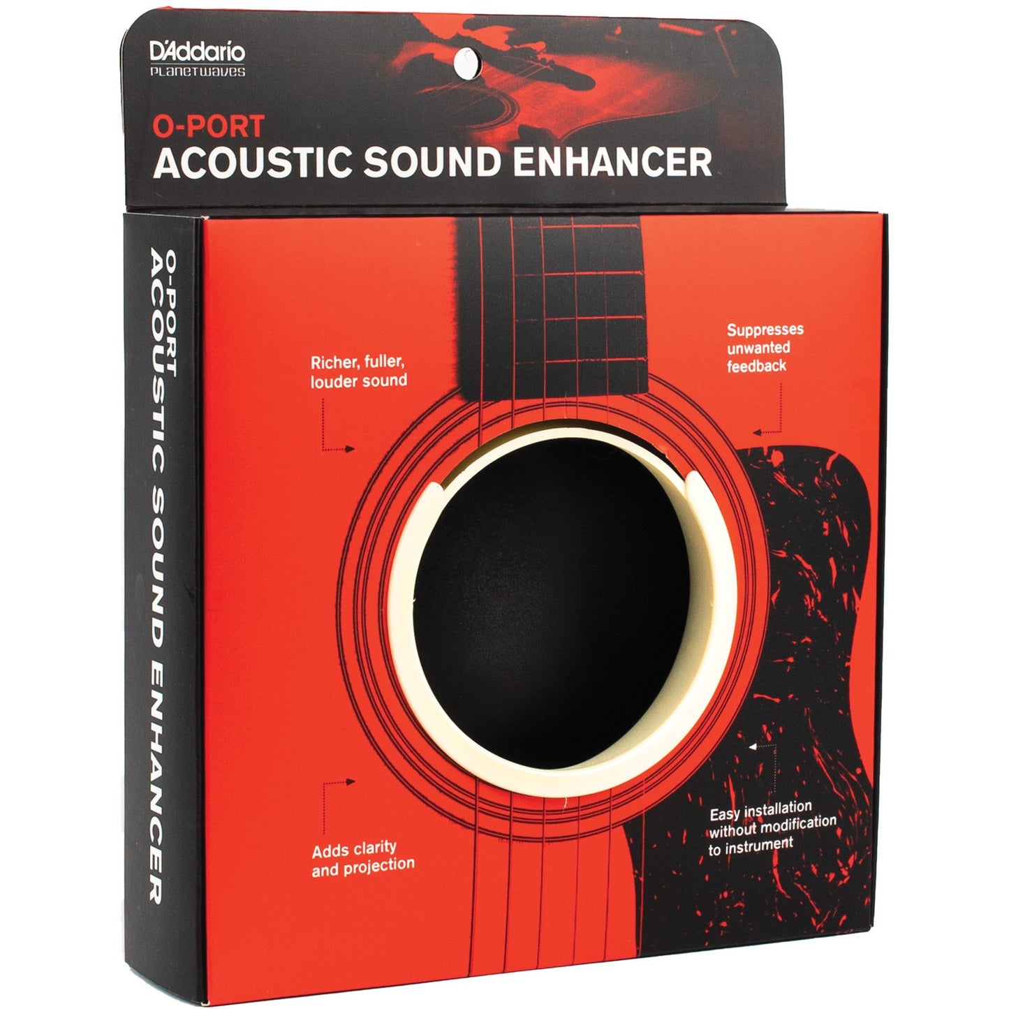 D'Addario O-Port Sound Enhancement for Acoustic Guitar, Small White