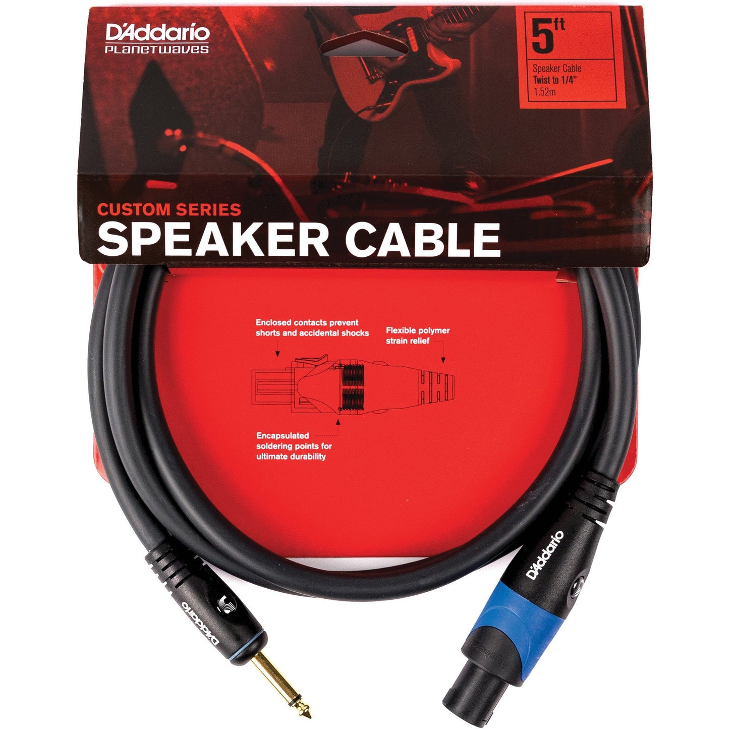 D'Addario Custom Series Twist Connector to 1/4" Speaker Cable