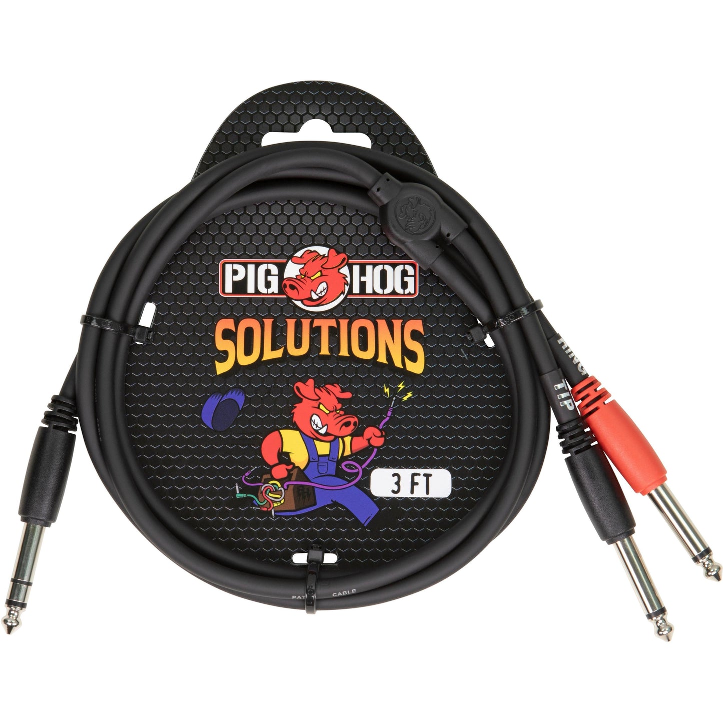 Pig Hog Solutions - 1/4" (Male) TRS to Dual 1/4" (Male) Mono Insert Cable - 3 Foot