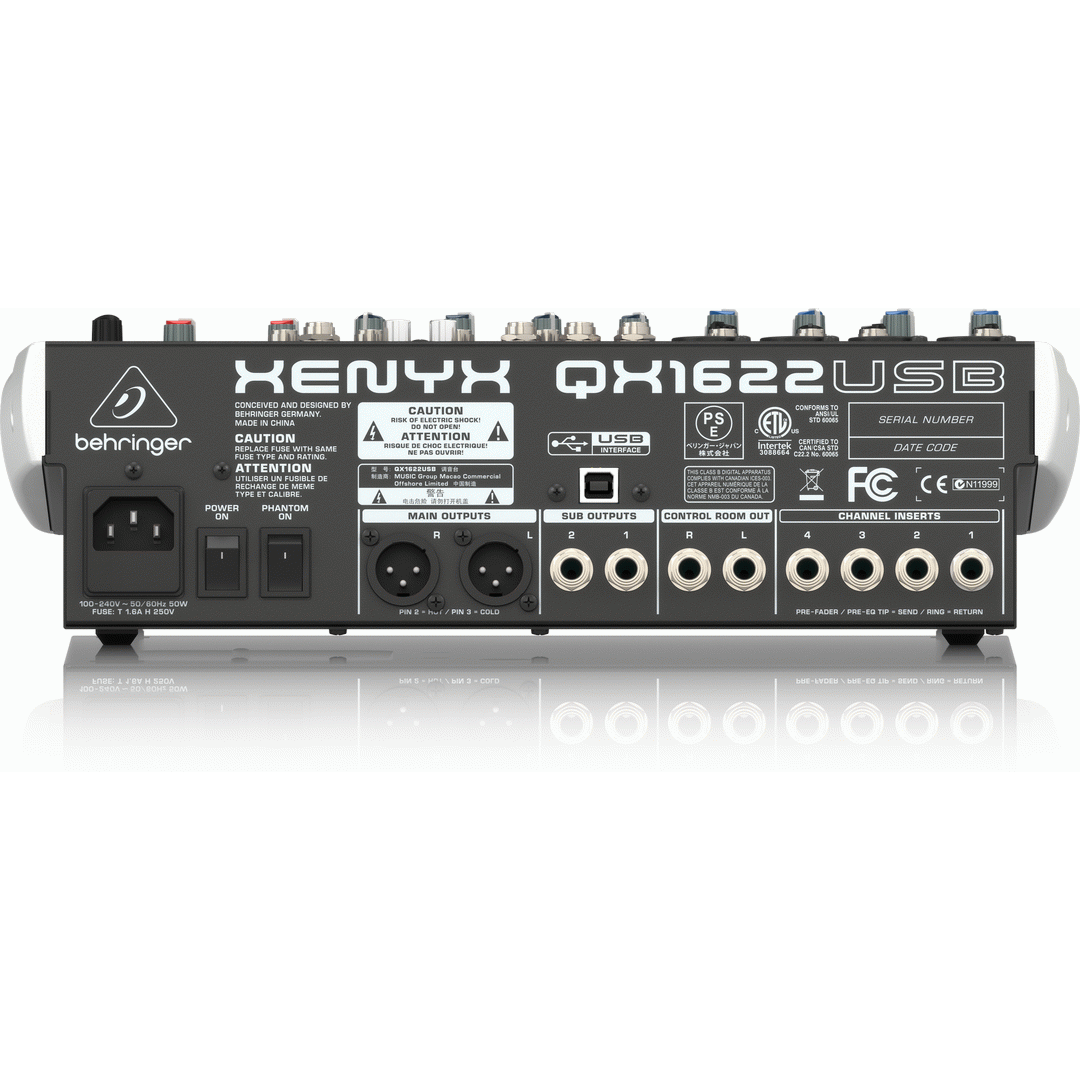 Behringer XENYX QX1622USB 16-Channel Mixer w/ USB Audio Interface and Effects