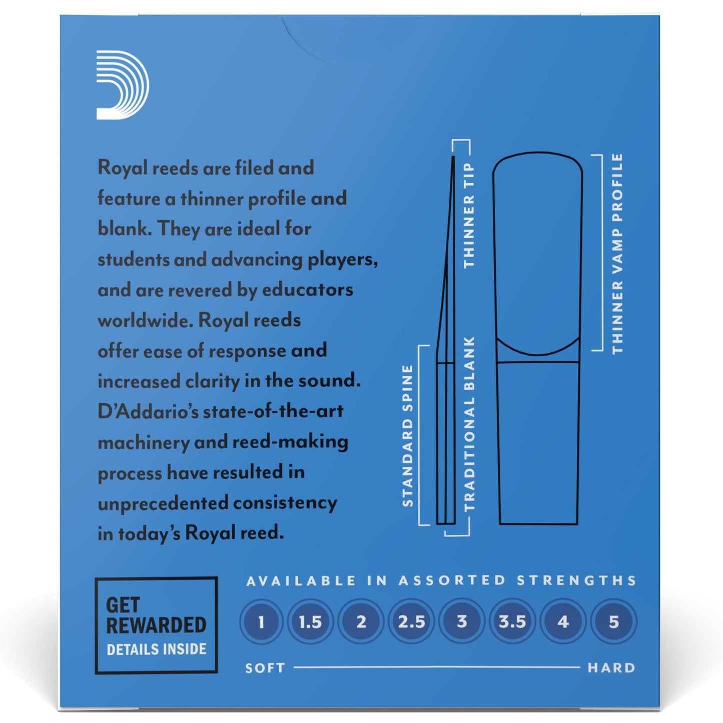 Royal by D'Addario Alto Sax Reeds, Strength 1.5, 10-Pack