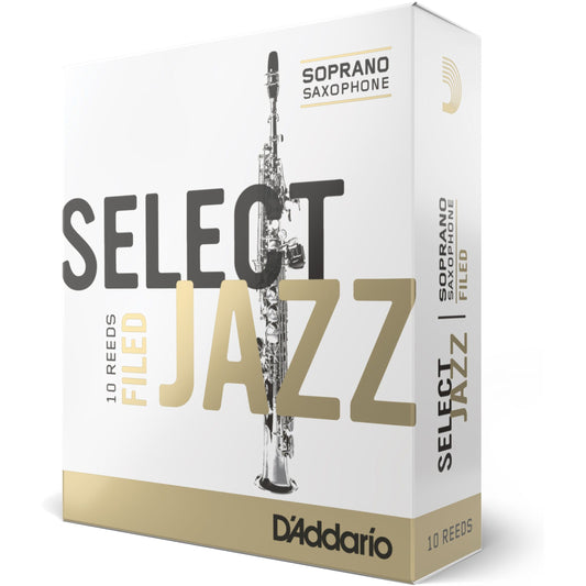 D'Addario Select Jazz Filed Soprano Saxophone Reeds, Strength 4 Hard, 10-Pack