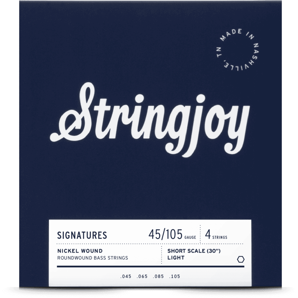 Stringjoy Light Gauge (45-105) 4 String Short Scale Nickel Wound Bass Guitar Strings