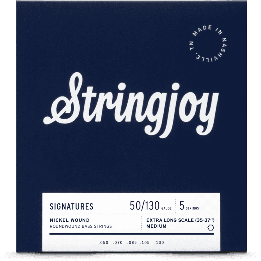 Stringjoy Medium Gauge (50-130) 5 String Extra Long Scale Nickel Wound Bass Guitar Strings
