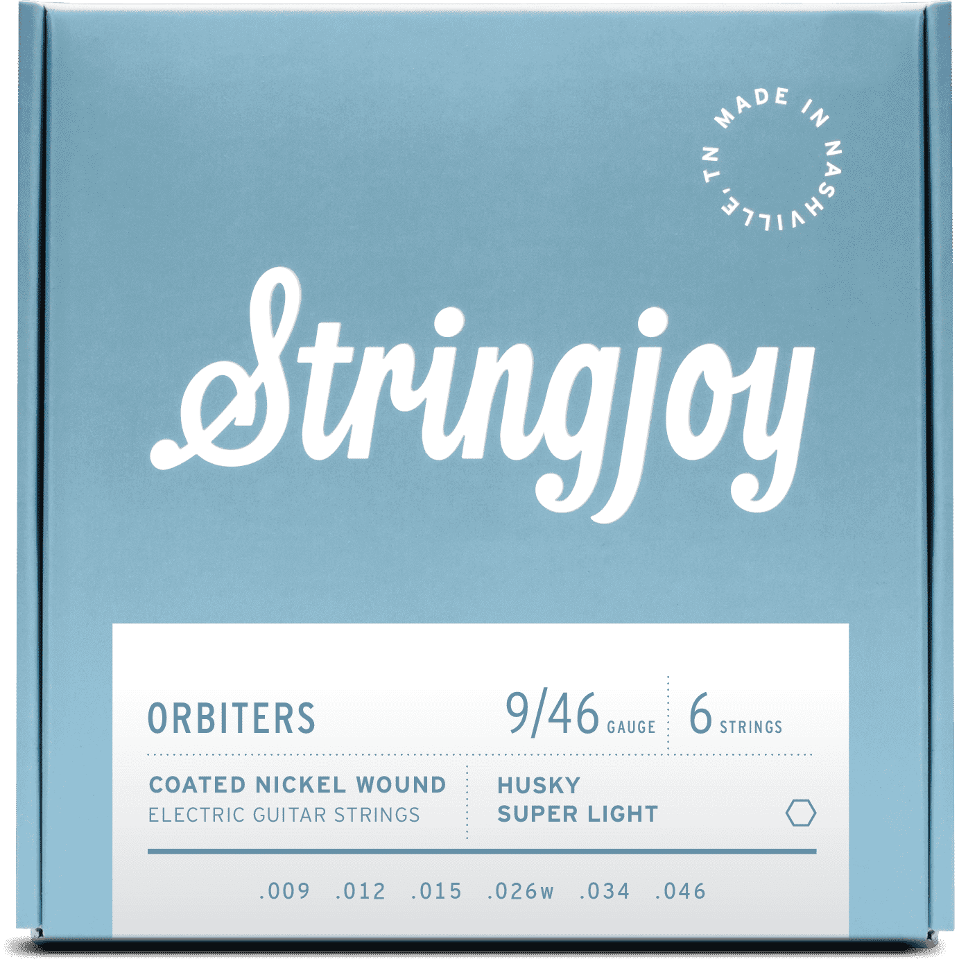 Stringjoy Orbiters | Husky Super Light Gauge (9-46) Coated Nickel Wound Electric Guitar Strings