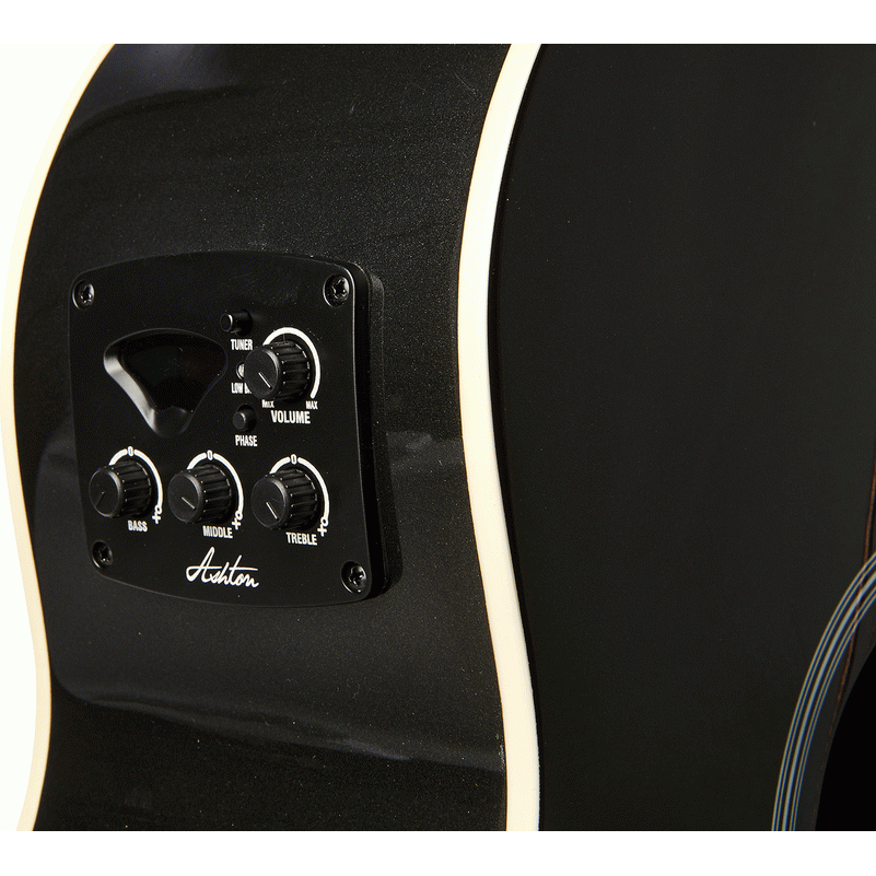 Ashton SL20EQBKS Slimline Acoustic Guitar w/ Pickup & EQ (Black)