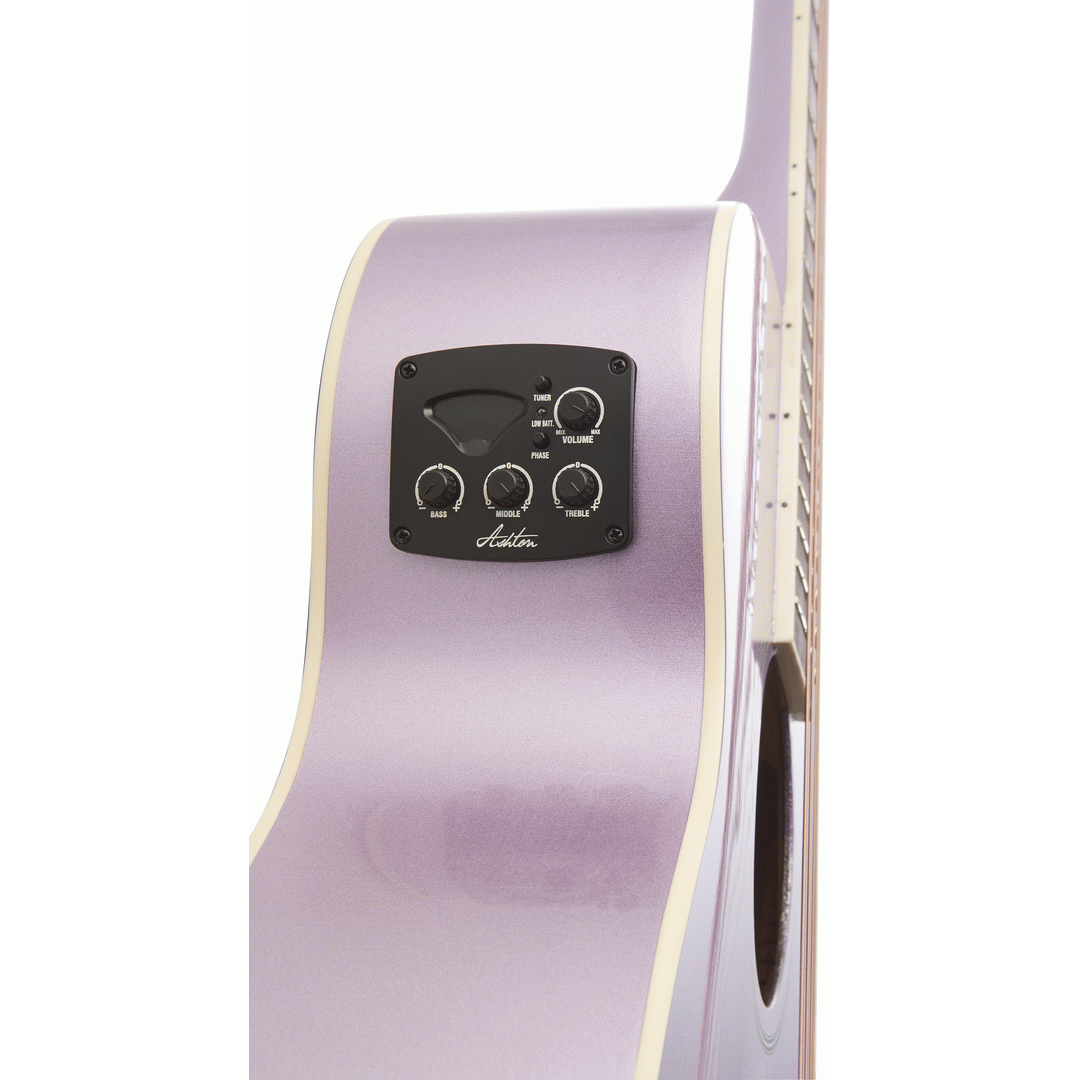 Ashton SL20EQLS Slimline Acoustic Guitar w/ Pickup & EQ (Lavender Sparkle)