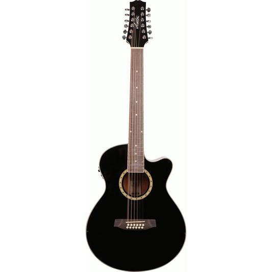Ashton SL29/12CEQBK 12 String Slimline Acoustic Guitar with Cutaway, Pickup & EQ (Black)