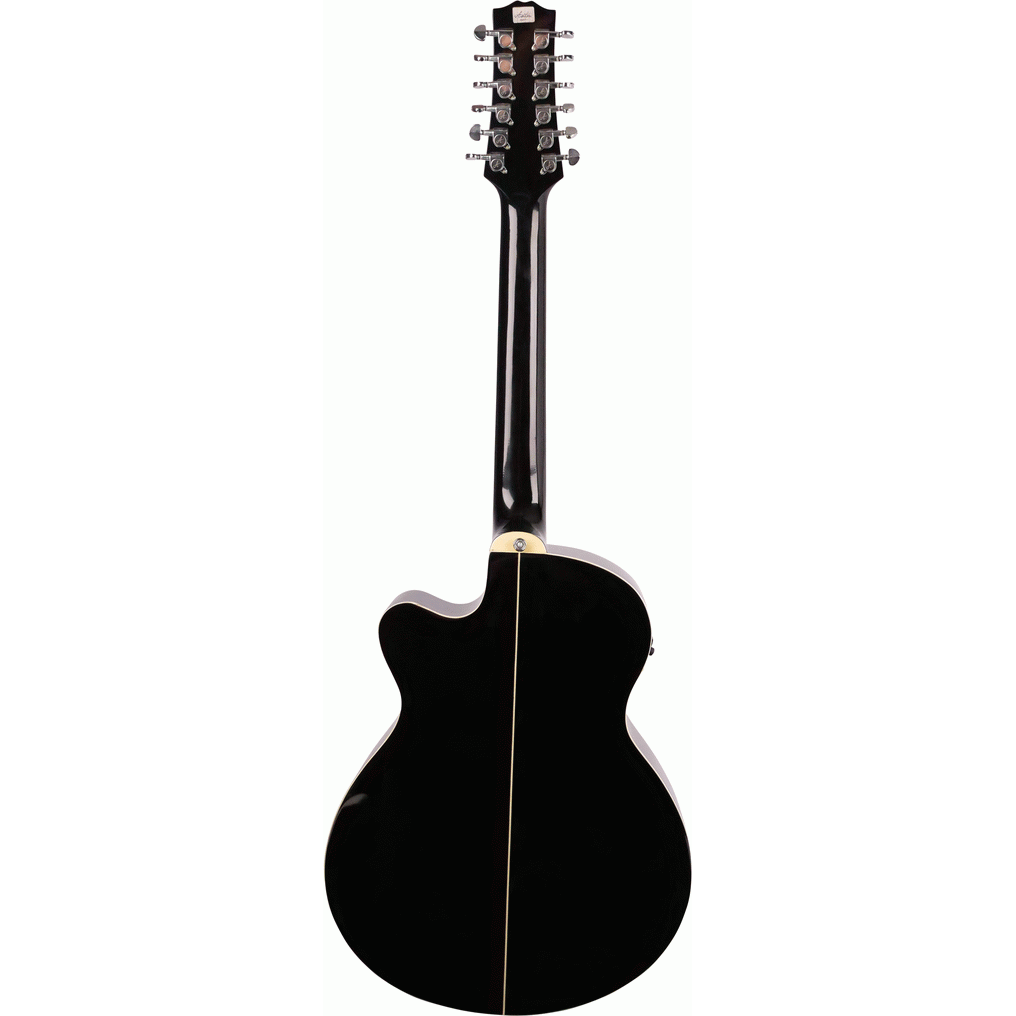 Ashton SL29/12CEQBK 12 String Slimline Acoustic Guitar with Cutaway, Pickup & EQ (Black)