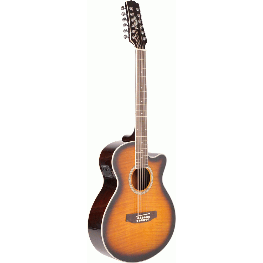 Ashton SL29/12CEQTSB 12 String Slimline Acoustic Guitar with Cutaway, Pickup & EQ (Tobacco Sunburst)