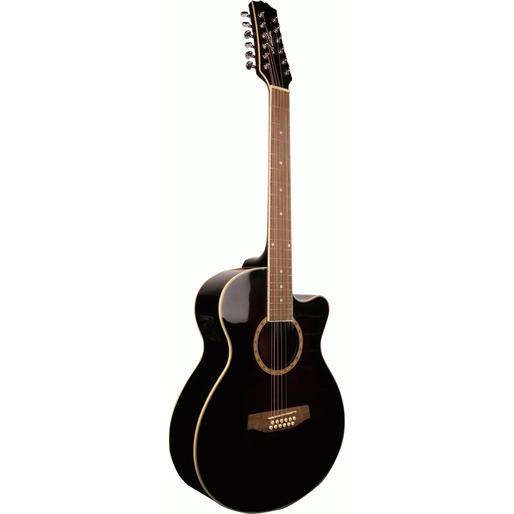 Ashton SL29/12CEQWRS 12 String Slimline Acoustic Guitar with Cutaway, Pickup & EQ (Wine Red Sunburst)