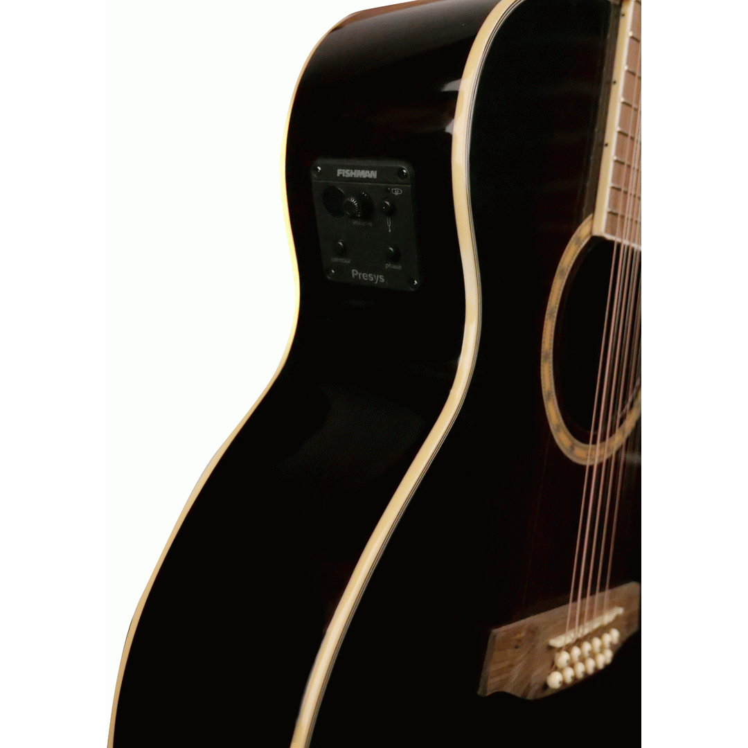 Ashton SL29/12CEQWRS 12 String Slimline Acoustic Guitar with Cutaway, Pickup & EQ (Wine Red Sunburst)