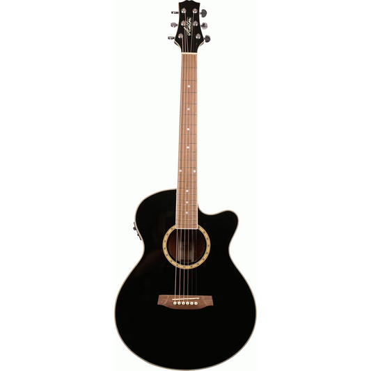 Ashton SL29CEQBK Slimline Acoustic Guitar with Cutaway, Pickup & EQ (Black)