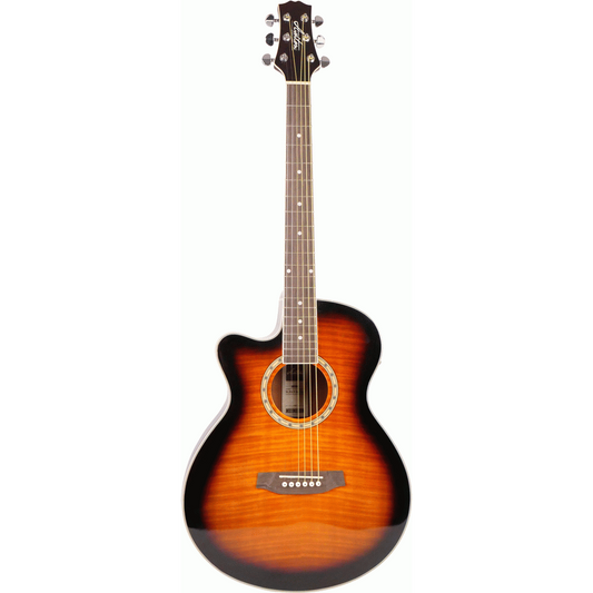 Ashton SL29CEQLTSB Slimline Acoustic Guitar with Cutaway, Pickup & EQ (Tobacco Sunburst) (Left Handed)