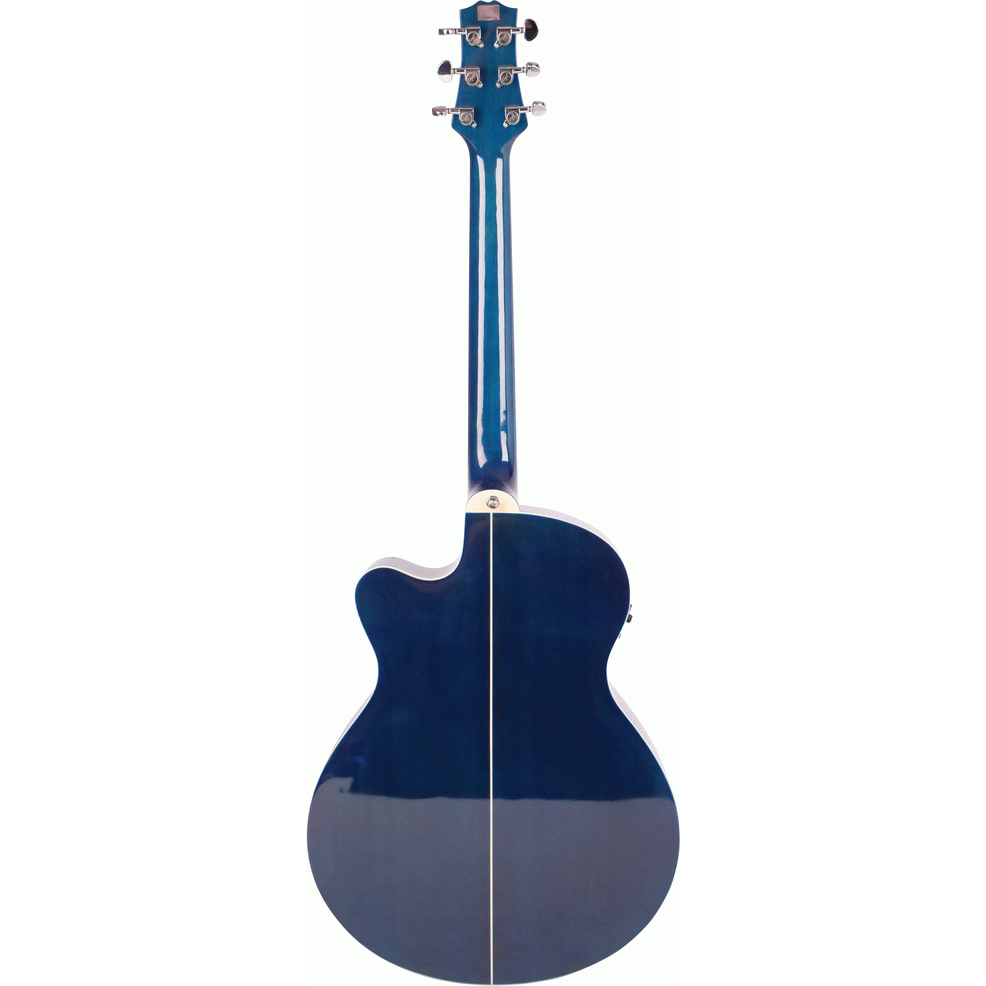 Ashton SL29CEQTBB Slimline Acoustic Guitar with Cutaway, Pickup & EQ (Transparent Blue Burst)