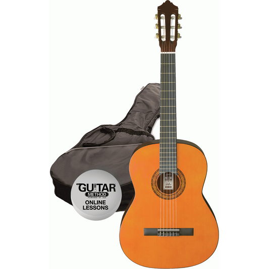 Ashton SPCG34LAM 3/4 Size Classical Guitar Starter Pack w/ Gig Bag & Online Lessons (Amber) (Left Handed)