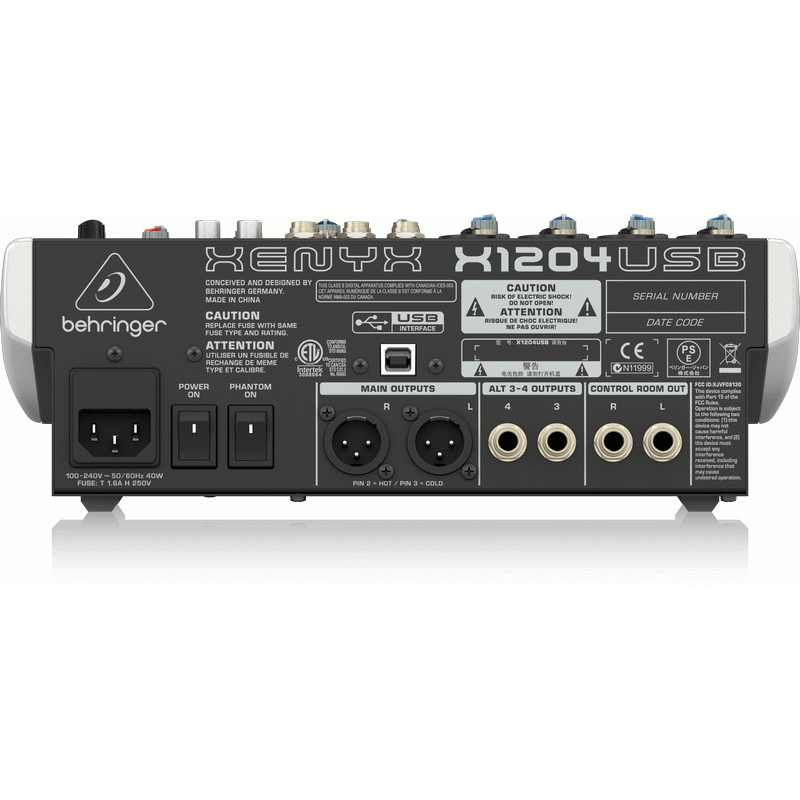 Behringer XENYX X1204USB 12-Channel Mixer w/ USB Audio Interface and Effects