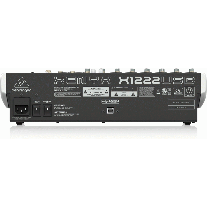 Behringer XENYX X1222USB 12-Channel Mixer w/ USB Audio Interface and Effects