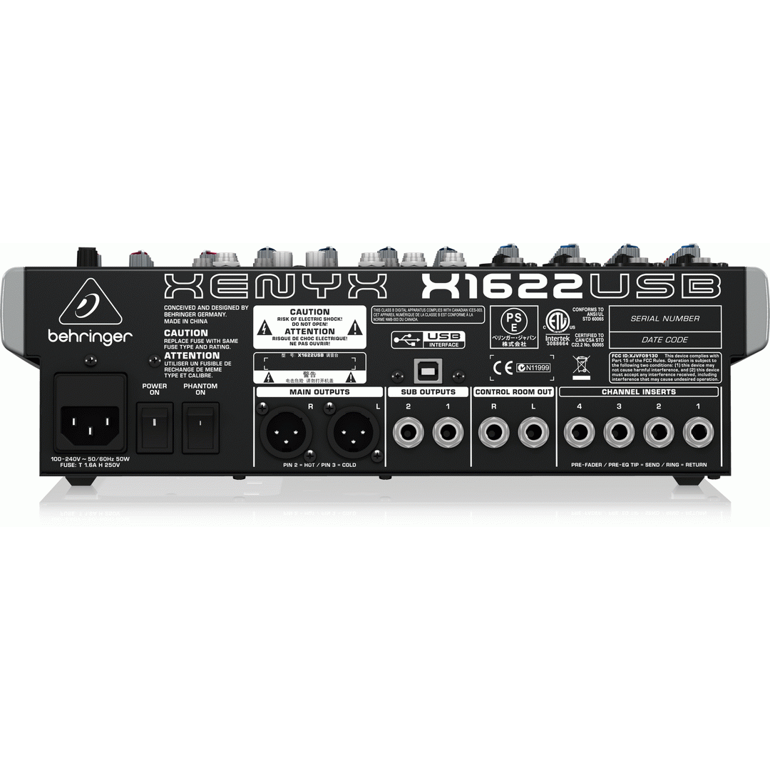 Behringer XENYX X1622USB 16-Channel Mixer w/ USB Audio Interface and Effects
