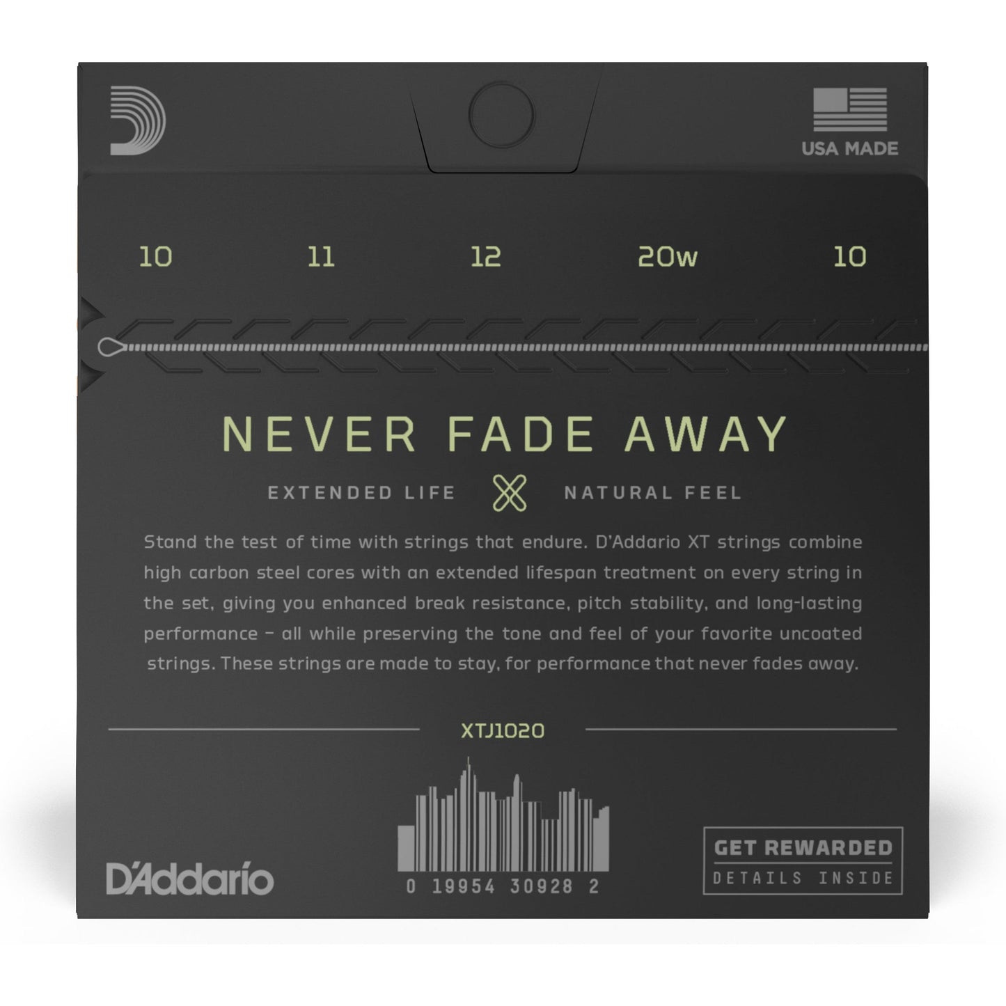 D'Addario XTJ1020 XT Stainless Steel Banjo Strings, Custom Medium Light, 10-20
