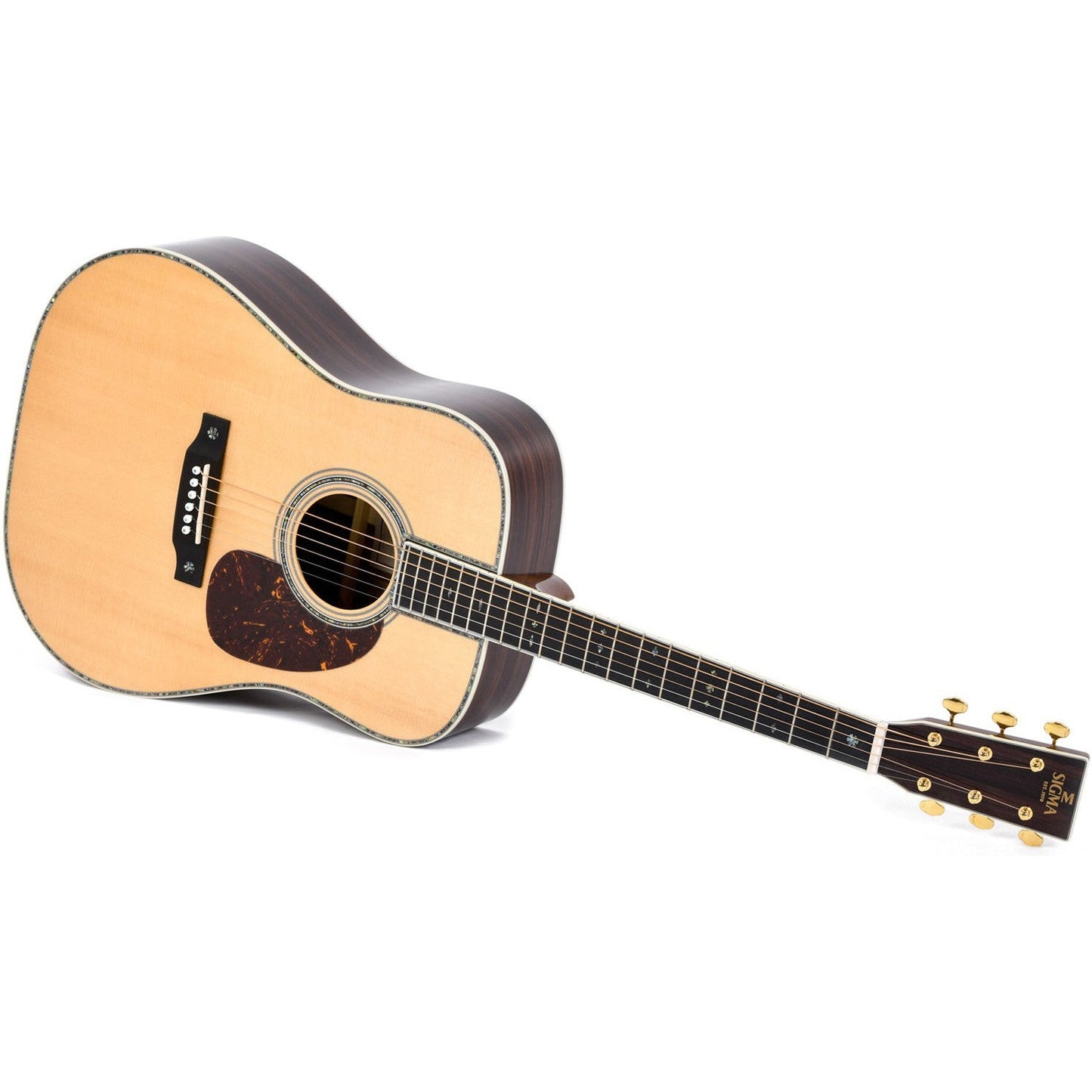 Sigma DT-42 Dreadnought Acoustic Guitar Solid Spruce Top - Tilia Back and Sides - Style 42 Inlay - Gloss