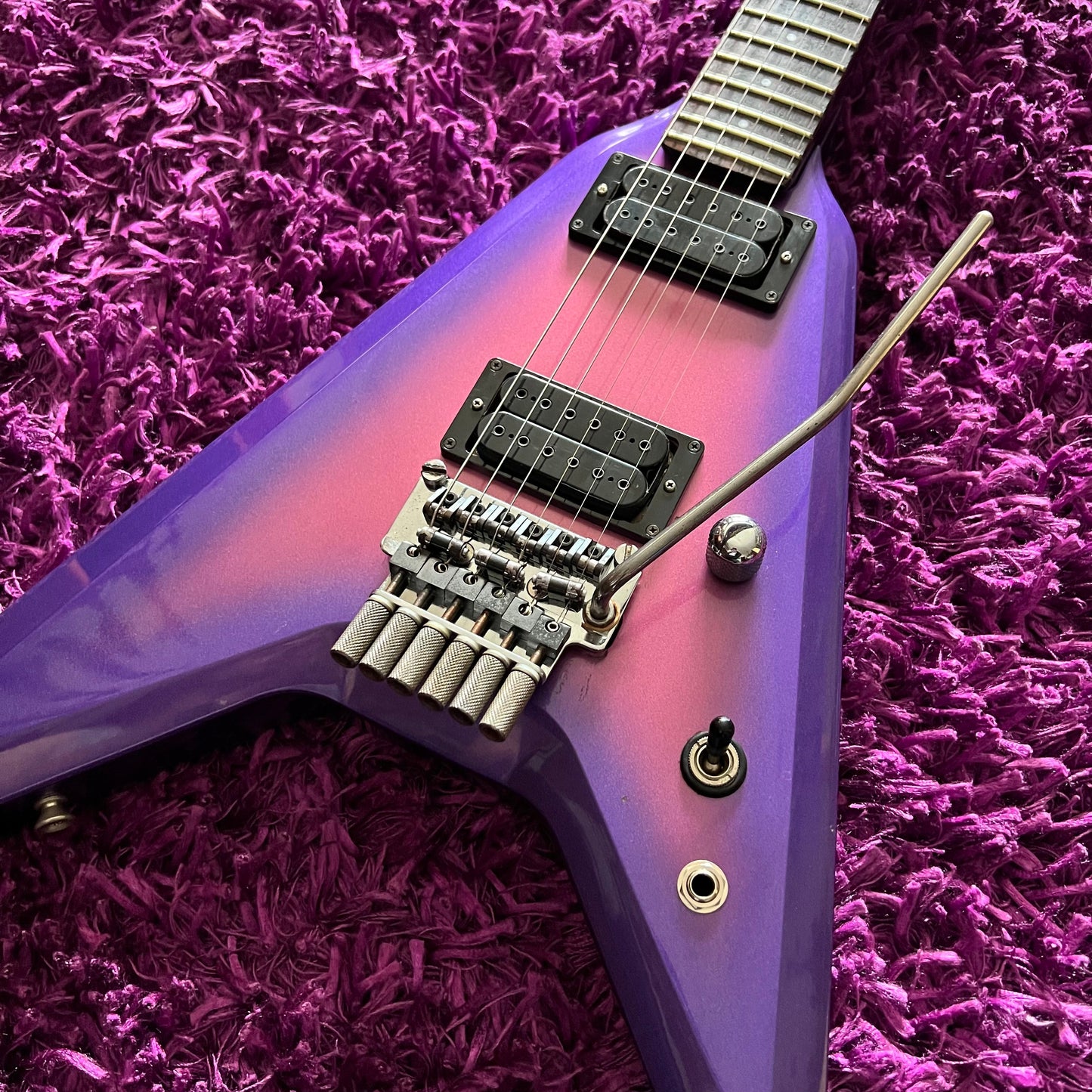 1984 Greco Japan GTV-60 TUSK Flying V Purple Burst