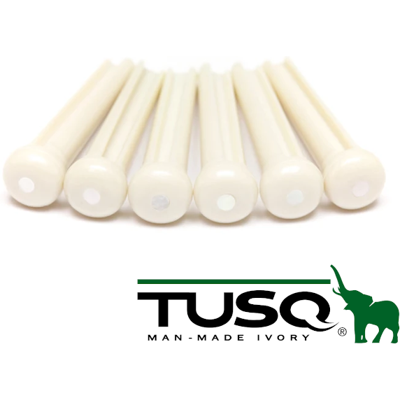 Graph Tech TUSQ GTP12 Traditional Bridge Pins White w/ 2mm Mother of Pearl Dot