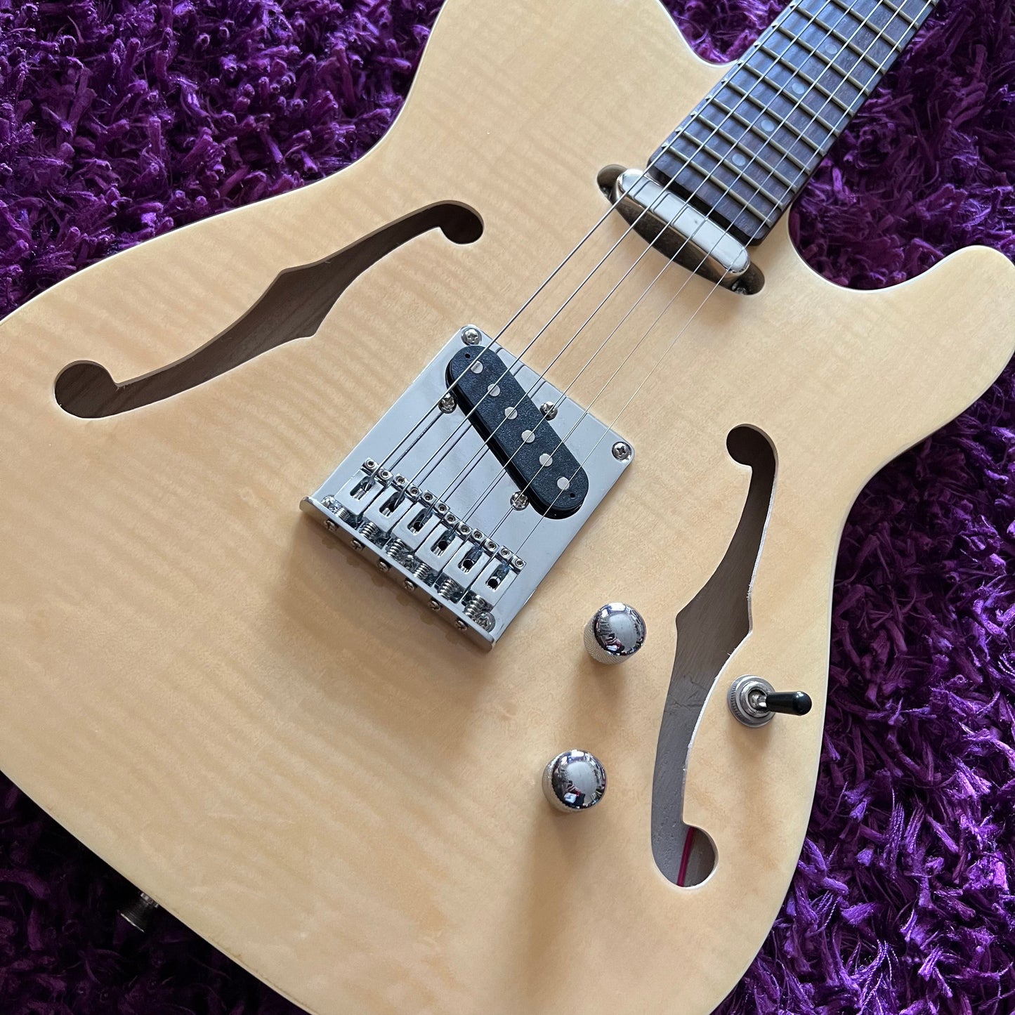 Haze Semi-Hollow Body Electric Guitar, Natural Flame Maple