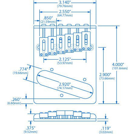 Gotoh TL8315F Telecaster Tailpiece Individual Saddles Flat Heavy Duty