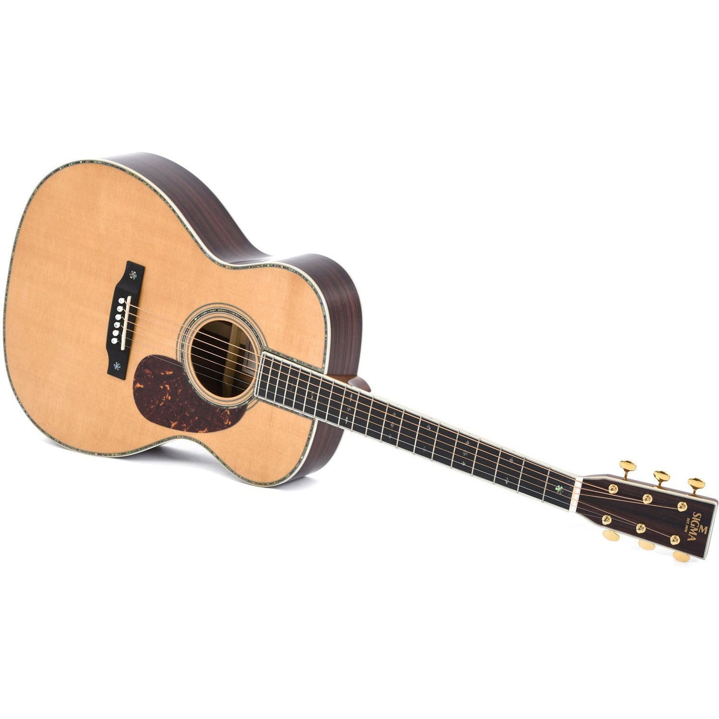 Sigma 000T-42 Acoustic Guitar Solid Spruce Top - Tilia Back and Sides - Style 42 Inlay - Gloss