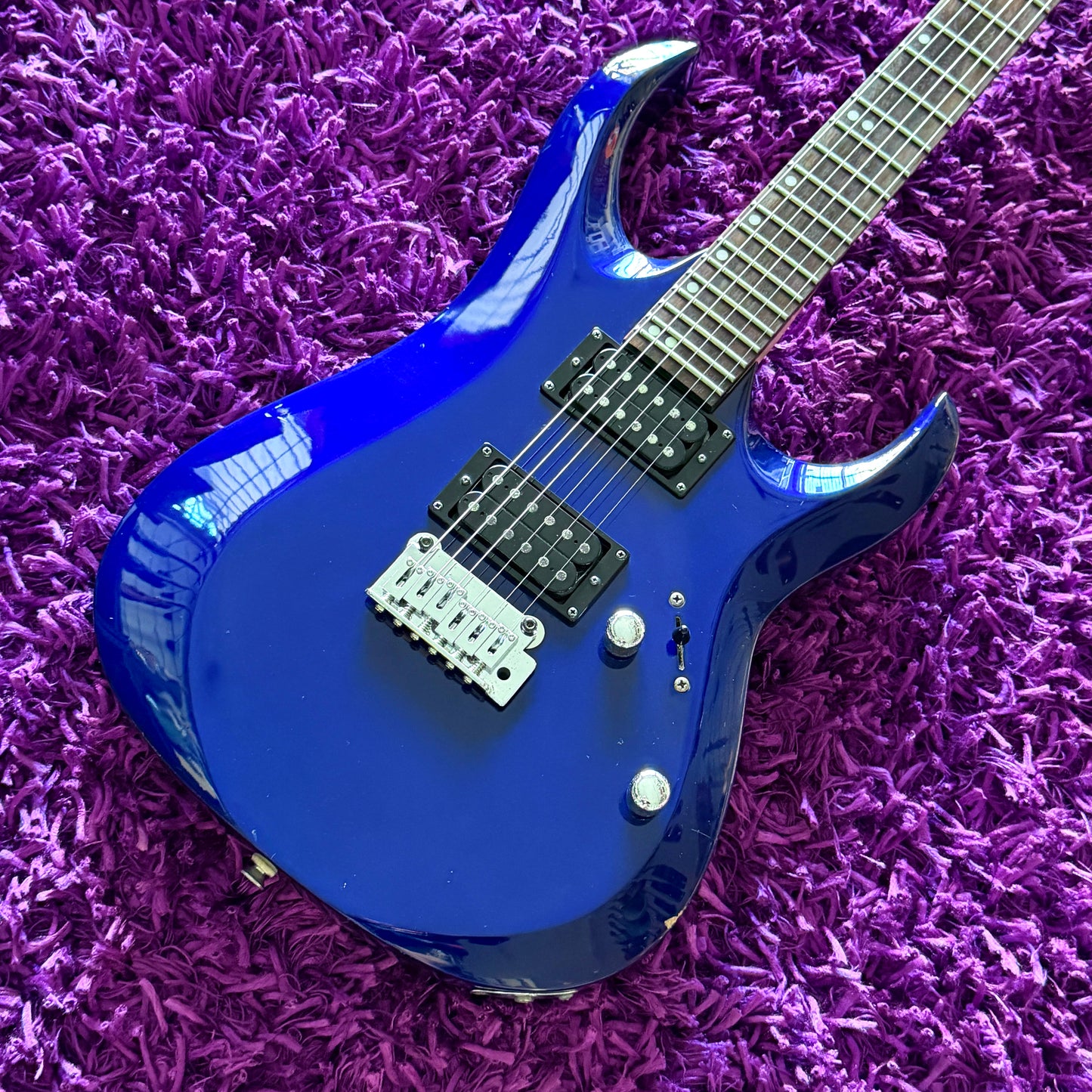 Mid-2000s Cort X-2 Double Cut Electric Guitar HH Metallic Blue