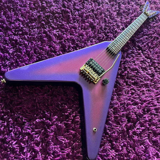 1980s ESP Navigator Custom Flying V N-FV Sparkle Purple Burst (MIJ)