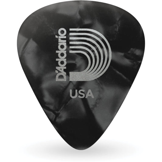 D'Addario Black Pearl Celluloid Guitar Picks, 100 Pack, Light