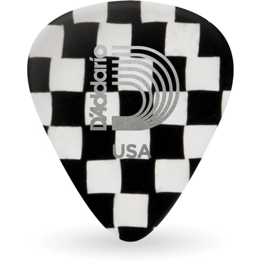 D'Addario Checkerboard Celluloid Guitar Picks 10 Pack, Light