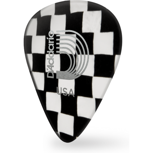 D'Addario Checkerboard Celluloid Guitar Pick – Extra Heavy (25 Pack)