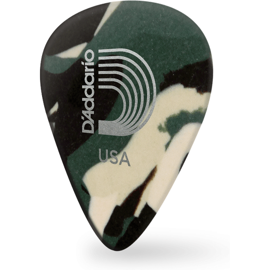 D'Addario Camouflage Celluloid Guitar Pick – Light (25 Pack)