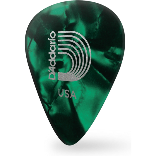 D'Addario Green Pearl Celluloid Guitar Pick – Heavy (25 Pack)