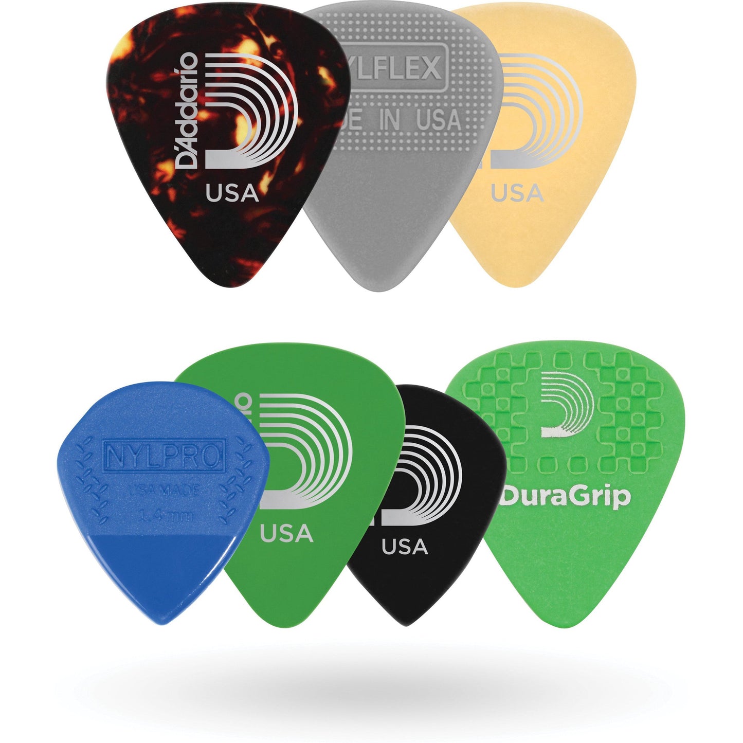 D'Addario Assorted Guitar Picks, 7-Pack, Medium