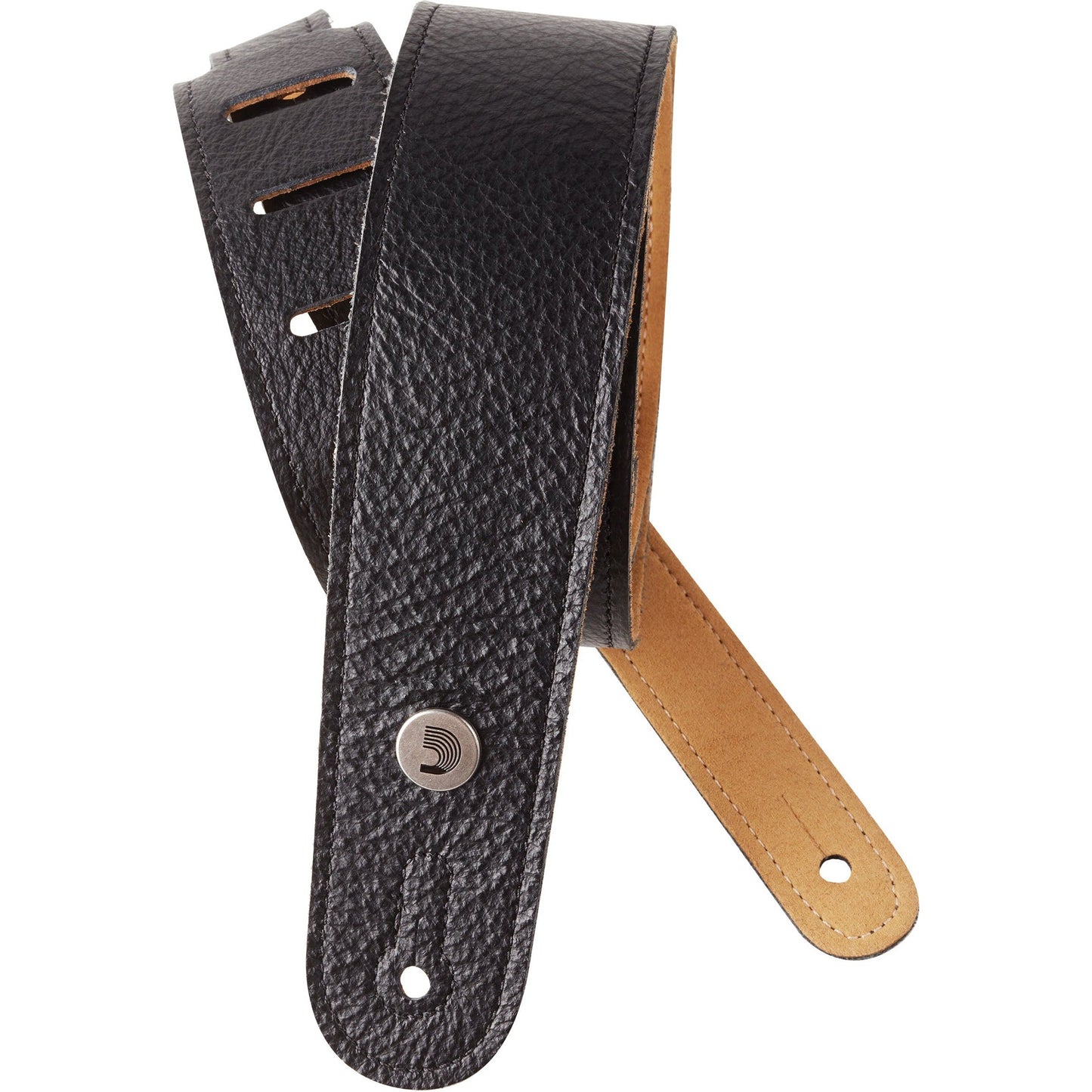 D'Addario Slim Garment Leather Guitar Strap, Black