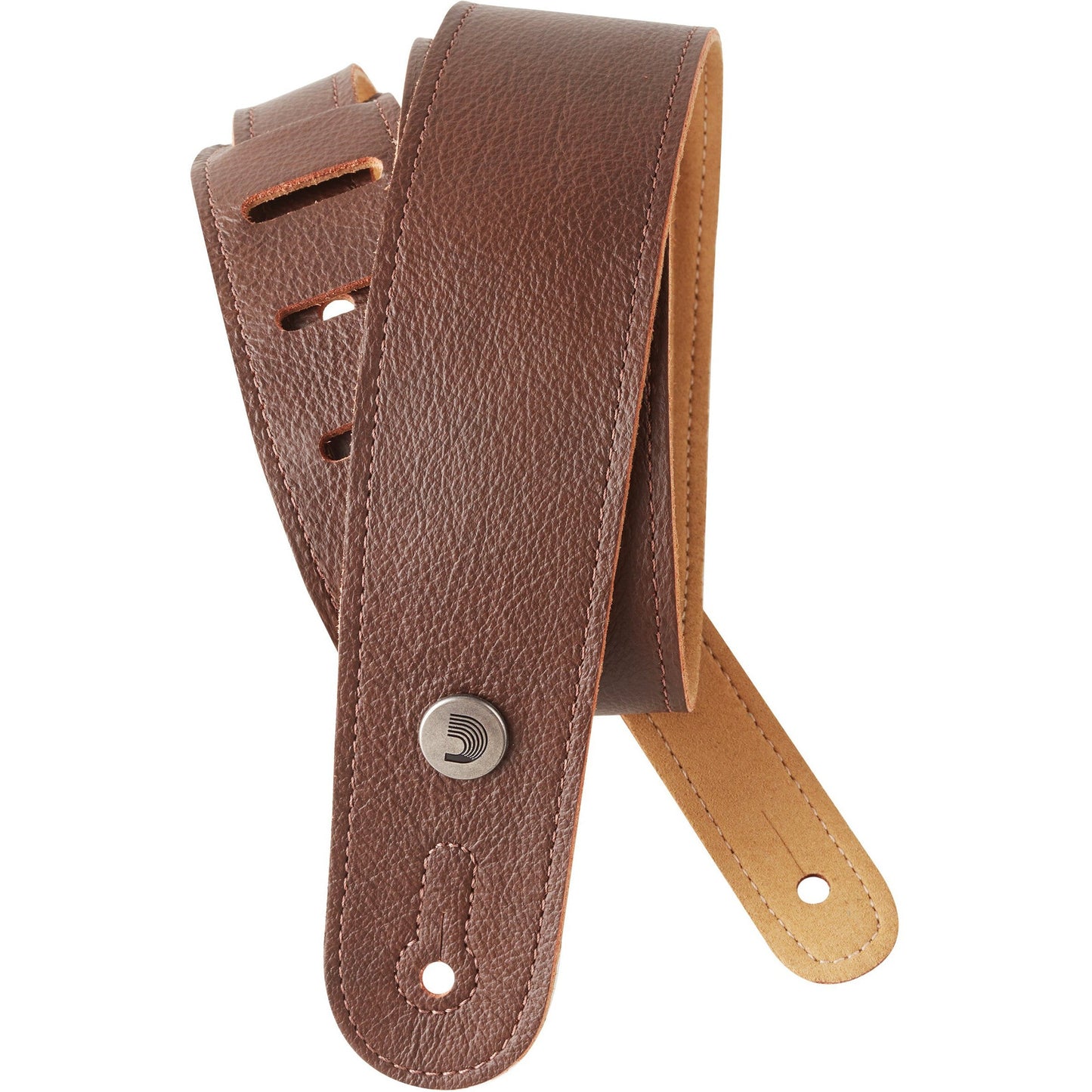 D'Addario Slim Garment Leather Guitar Strap, Brown