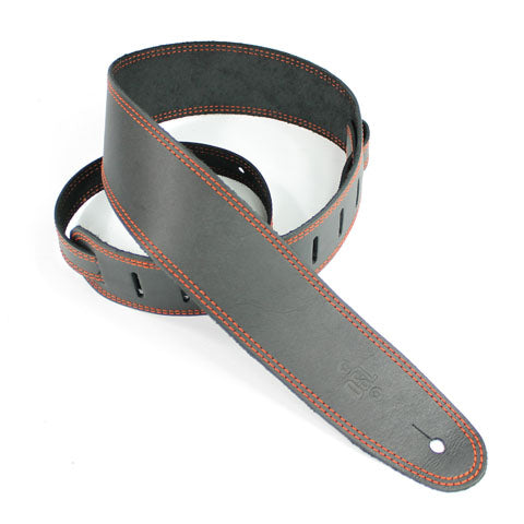 2.5 INCH SINGLE LAYER STRAP BLACK/ORANGE STITCH