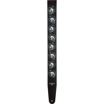 D'Addario Alchemy Leather Guitar Strap, Skulls in Spades