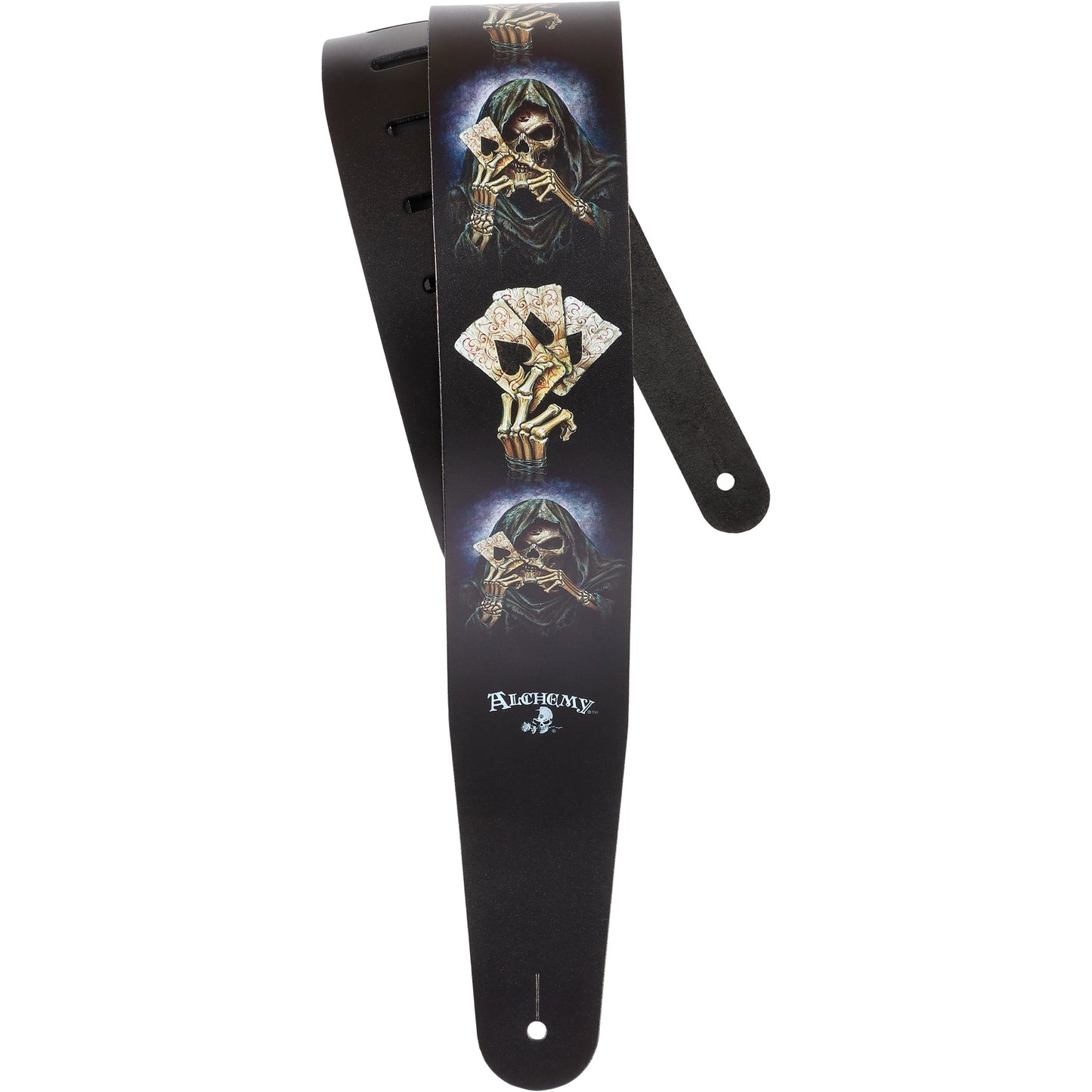 D'Addario Alchemy Leather Guitar Strap, Hand of Death