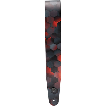 D'Addario Printed Leather Guitar Strap, Red Hex