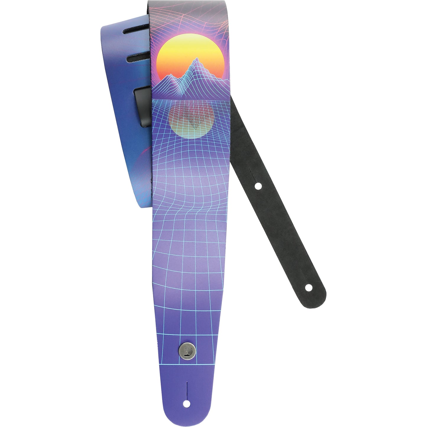 D'Addario Outrun Printed Leather Guitar Strap, Sunset