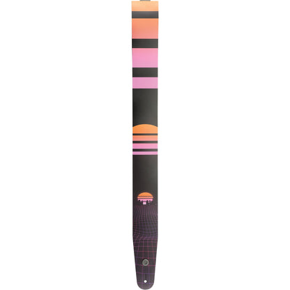 D'Addario Outrun Printed Leather Guitar Strap, Power Grid