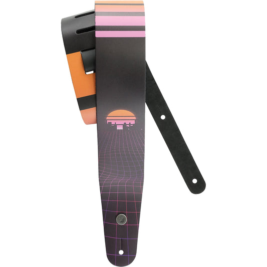 D'Addario Outrun Printed Leather Guitar Strap, Power Grid